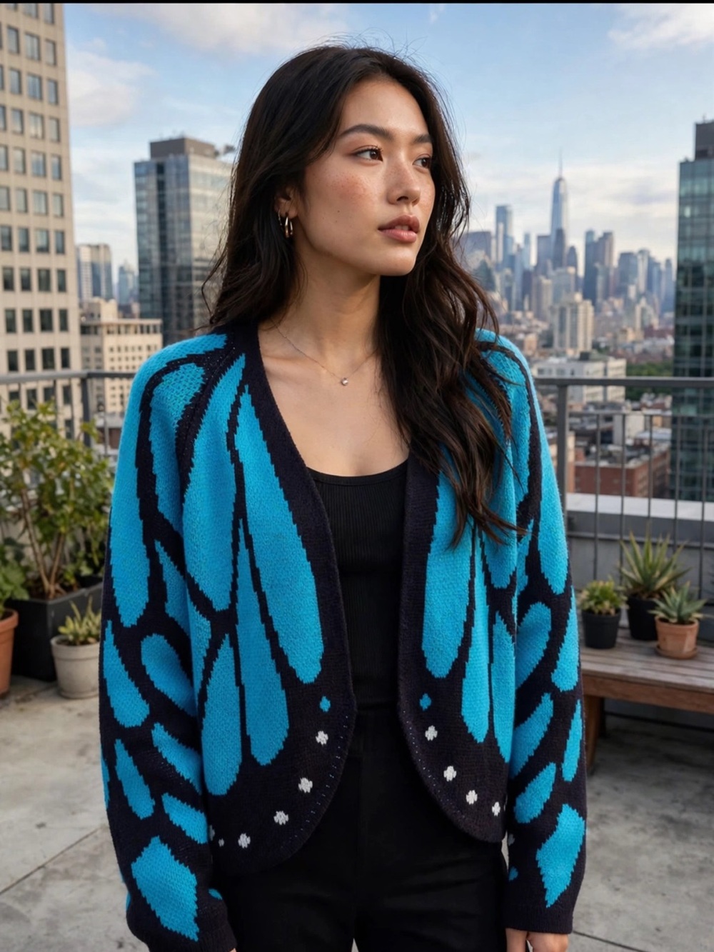 Light blue morpho butterfly cardigan